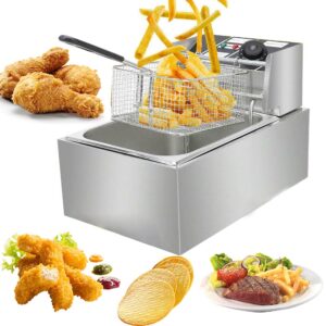 Deep Fryer with Basket, Fry Daddy, Fryers with Baskets, Countertop Stainless Steel, French Fries Fryer, for Commercial Restaurant, Fast Food Restaurant (6L)