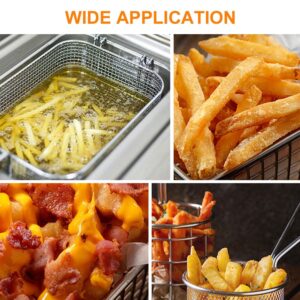 6 Pcs Mini Square Fry Basket Stainless Steel French Fries Holder Deep Fryer Baskets with Handles, Table Serving Frying Chips Baskets, French Fry Holder for Kitchen Party Barbecue, Silver