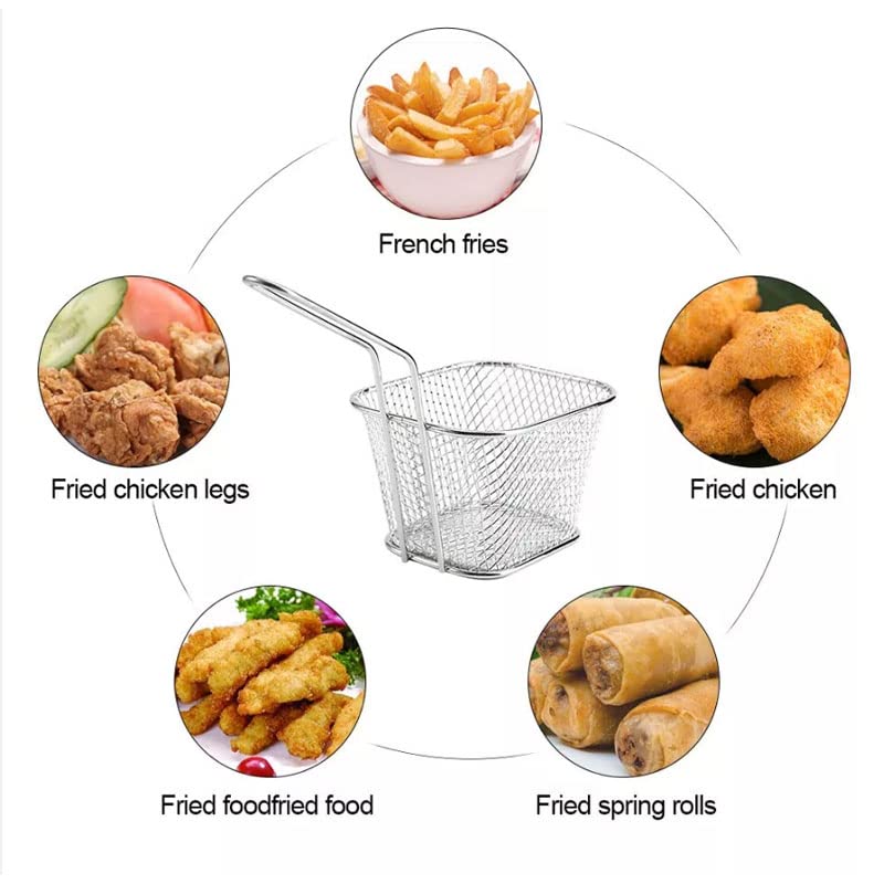 WINHONW 8pcs Mini Square Fry Basket French Fries Basket 4.1x3.3x2.6Inches, Table Serving fryer Baskets Mini Fryer Serving Food Presentation Basket Kitchen