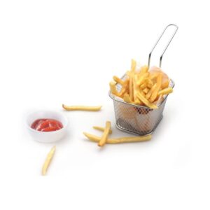 WINHONW 8pcs Mini Square Fry Basket French Fries Basket 4.1x3.3x2.6Inches, Table Serving fryer Baskets Mini Fryer Serving Food Presentation Basket Kitchen