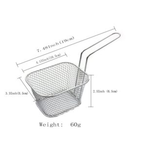 WINHONW 8pcs Mini Square Fry Basket French Fries Basket 4.1x3.3x2.6Inches, Table Serving fryer Baskets Mini Fryer Serving Food Presentation Basket Kitchen