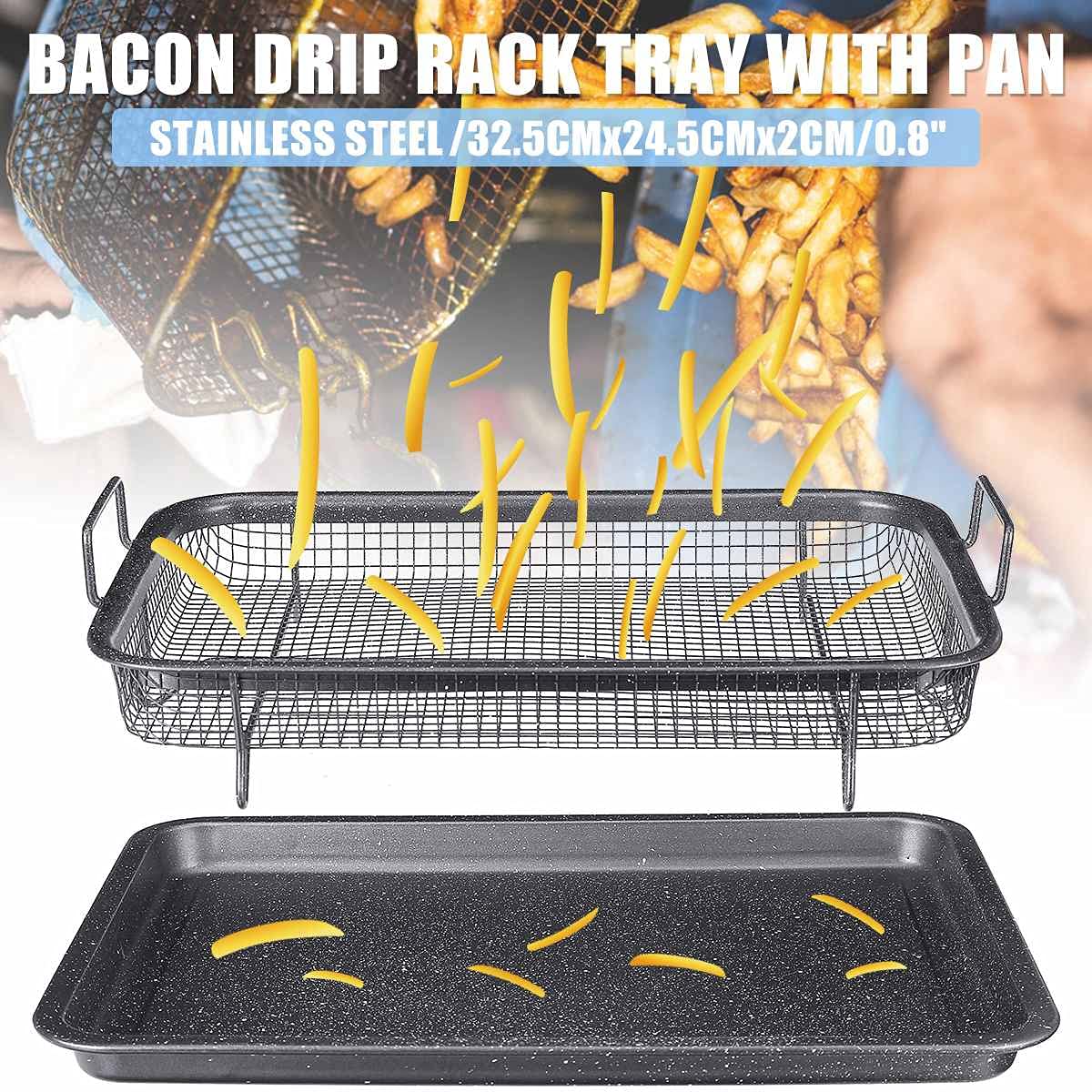 DODY Oven Crisper Tray, -Pieces Nonstick Oven Air Fryer Pan/Tray and Mesh Basket Set - Ideal for French Fry - Frozen Food, Baking Sheet without Oil