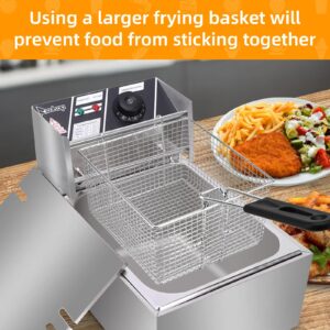 Delizon Electric Fryer Basket for Frying Serving Food, with Rubber Handle Grip, 7.2" x 8.3" x 4.3" Heavy Duty Construction Suitable for fry chicken, fish, french fries, (1 PCS)