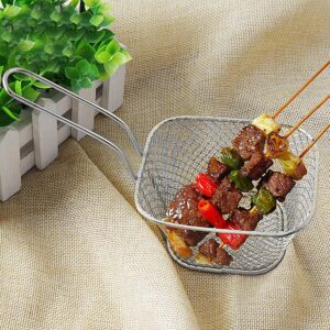 2 Pieces Mini Square Fry Baskets 3.7×1.65×2inch Odowalker Table Serving Frying Fries Chips Baskets French Fries Desk Food Presentation Mesh Basket Kitchen Cooking Tool