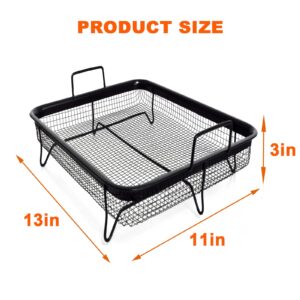 Air Fryer Basket for Oven,13”*11”*3.3" Crisping Basket Air Fry Crisper Basket Non-Stick Air Fryer Replacement Part Stainless Crisper Oven Tray for French Fry/Frozen Food