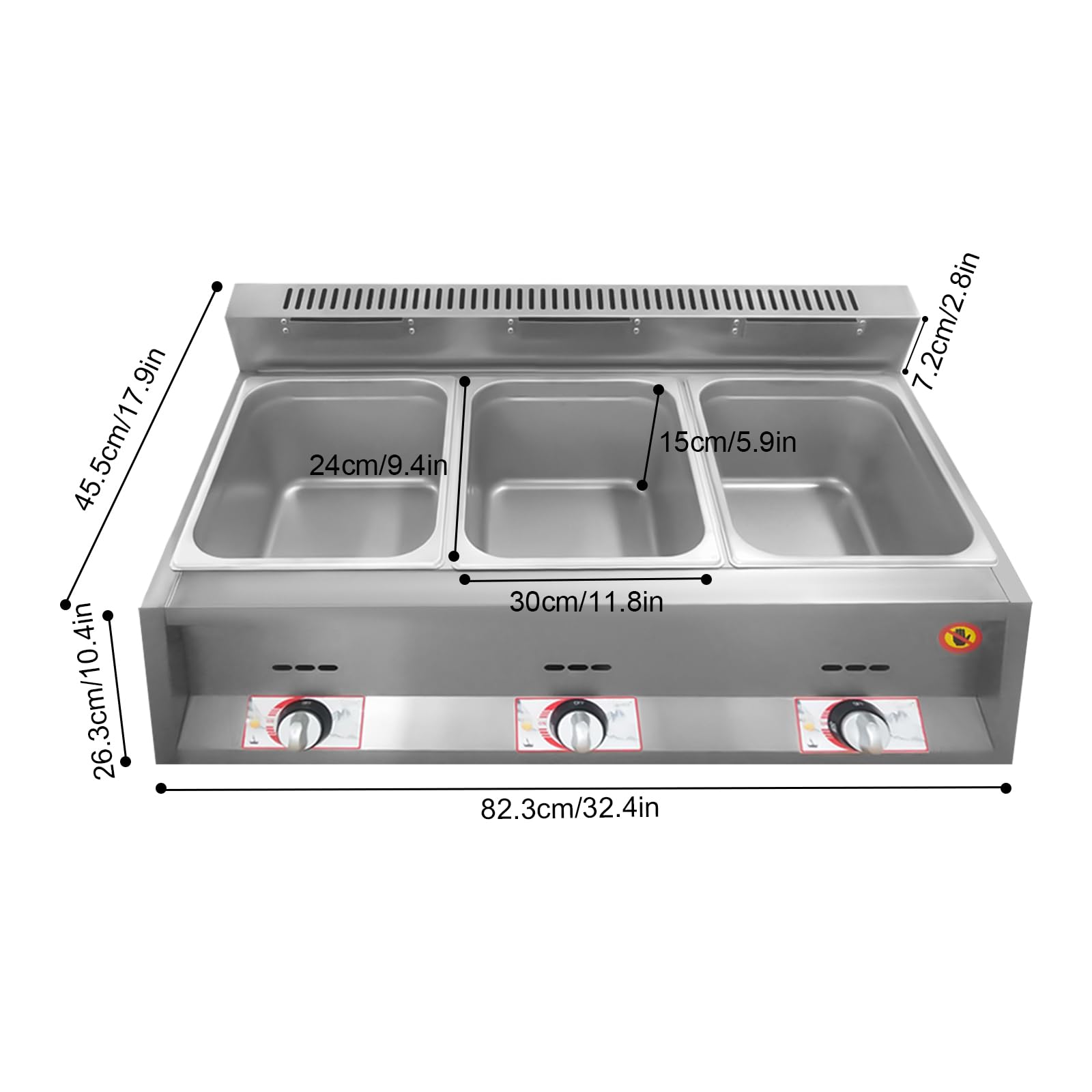 Commercial Gas Fryer,Gas Deep Fryer,18L Stainless Steel Countertop Gas Fry Food Heating Pot, with Lid Countertop Propane/Natural Gas French Fries Fryer Machine for Resturaunt/Kitchen (3-Pan)