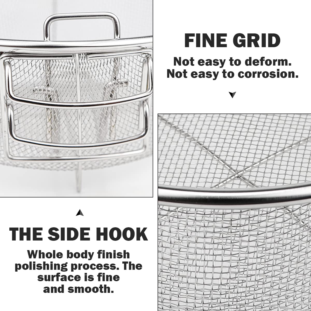 ANRONCH Stainless Steel Deep Fry Basket, Multifunctional Foldable Drain Basket Round Wire Mesh French Chip Frying Serving Food Presentation Tableware with Folding Handles