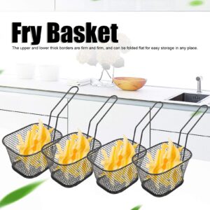 4Pcs Square Fry Basket, Stainless Steel French Fries Holder Fried Food Table Serving Net Strainer Kitchen Cooking Tools(Black)