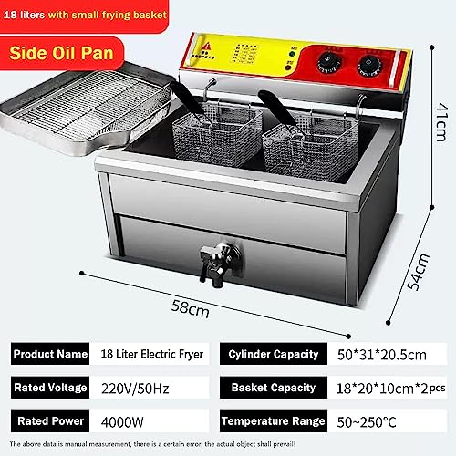 Electric Deep Fat Fryer, Frying Machine, Deep Fryer Polished Stainless Steel Tank Chip Fryers For Home And Commercial, Easy Clean, Large Electric Fryer For French Fries Chicken Shrimp (Size : 18L)