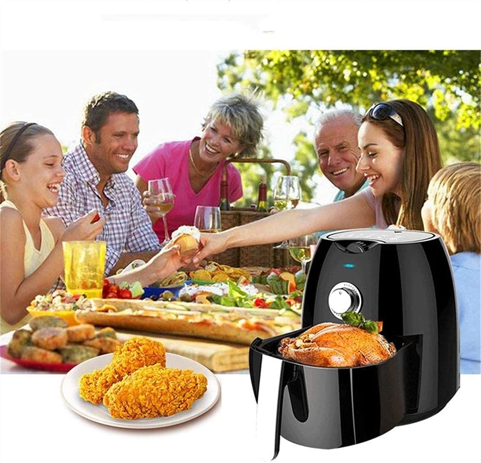 Air Fryer for Home Use 4.5L Electric Fryer LED Touch Screen Oven French Fries Machine Double Pot Large Capacity with Timing Function White Every Family