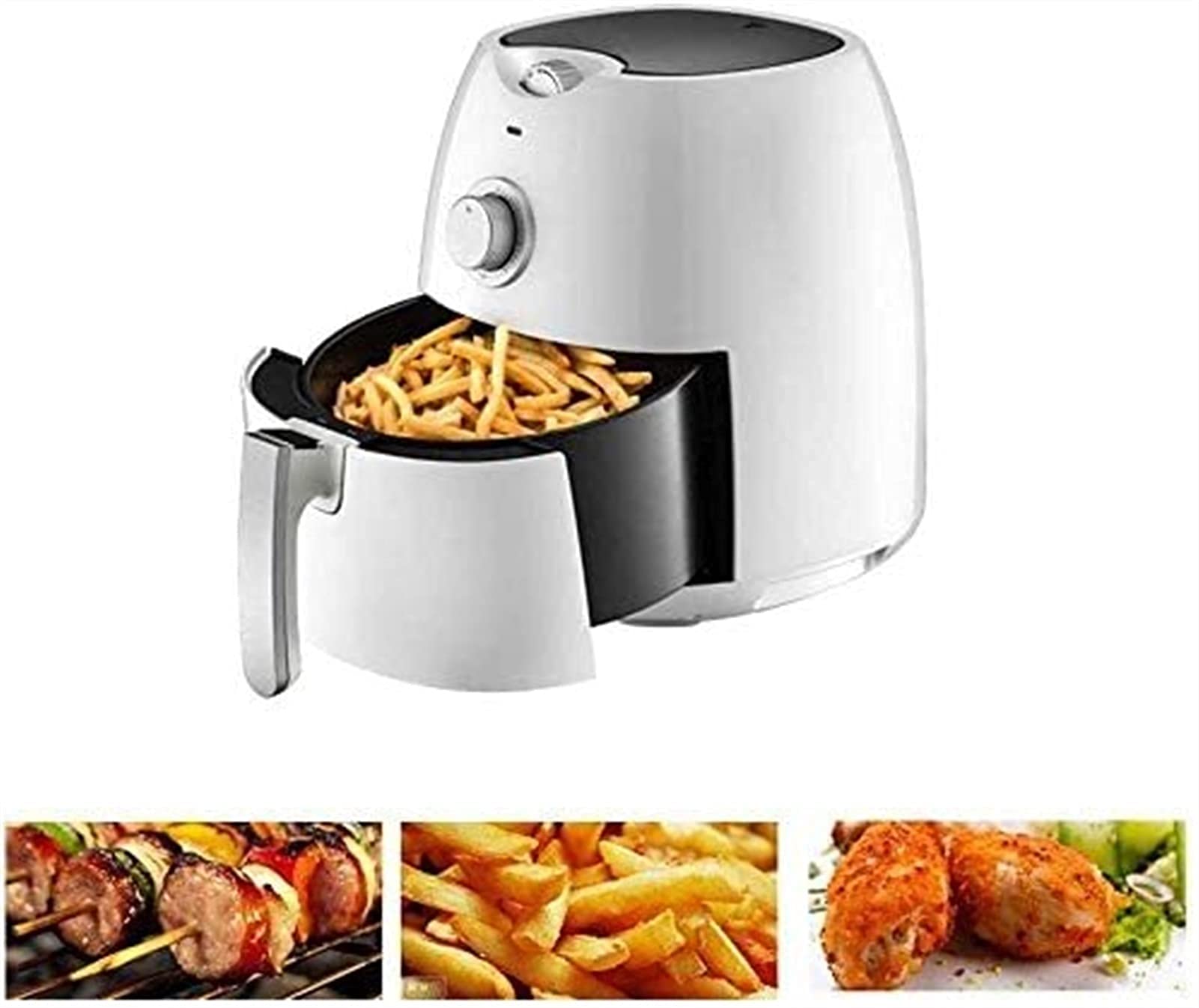 Air Fryer for Home Use 4.5L Electric Fryer LED Touch Screen Oven French Fries Machine Double Pot Large Capacity with Timing Function White Every Family