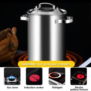 AIZYR Deep Frying Pot with Lid Stainless Steel High Soup Pot/Deep Fryer, Cooking Tools for Frying Chicken Spaghetti stewing Soup and French Fries