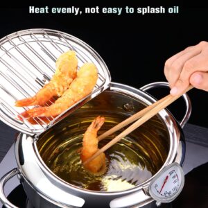 IUPPA Deep Fryer Pot Stainless Steel Japanese Style Fryer with a and Oil Drip Drainer Rack for French Fries Shrimp Chicken Fish