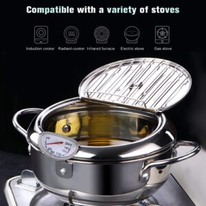 IUPPA Deep Fryer Pot Stainless Steel Japanese Style Fryer with a and Oil Drip Drainer Rack for French Fries Shrimp Chicken Fish