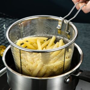 french fries basket Stainless Steel Multifunction Pot With Lid Deep Fryer With Basket Steamer French Fries Soup Noodle Induction Cooker Gas fried food basket