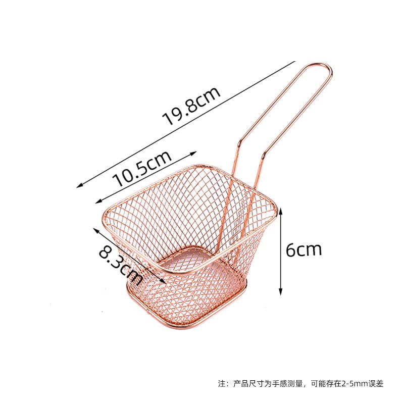 AirBnk Stainless Steel French Fry Fryer Basket - Snack Fryer Mesh Basket with Oil Draining Rack - Chicken Fry Basket - Fryer Basket for Fries (Silver)