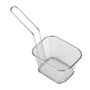 moumouten mini square fry basket, stainless steel french fries holder deep fryer baskets serving food strainer, serving chips fryer cooking tool for chip shrimp