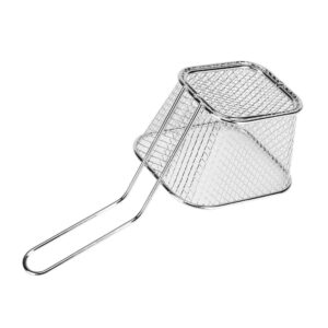 MOUMOUTEN Mini Square Fry Basket, Stainless Steel French Fries Holder Deep Fryer Baskets Serving Food Strainer, Serving Chips Fryer Cooking Tool for Chip Shrimp