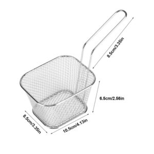 MOUMOUTEN Mini Square Fry Basket, Stainless Steel French Fries Holder Deep Fryer Baskets Serving Food Strainer, Serving Chips Fryer Cooking Tool for Chip Shrimp