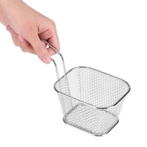 MOUMOUTEN Mini Square Fry Basket, Stainless Steel French Fries Holder Deep Fryer Baskets Serving Food Strainer, Serving Chips Fryer Cooking Tool for Chip Shrimp