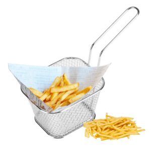 MOUMOUTEN Mini Square Fry Basket, Stainless Steel French Fries Holder Deep Fryer Baskets Serving Food Strainer, Serving Chips Fryer Cooking Tool for Chip Shrimp