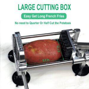 Eascandy French Fry Cutter, Heavy Duty Potato Slicer, Stainless Steel Potato Cutter for Sweet Potato, Carrot, Yam, Cucumbers. (1/2&3/8&1/4 Cutter)