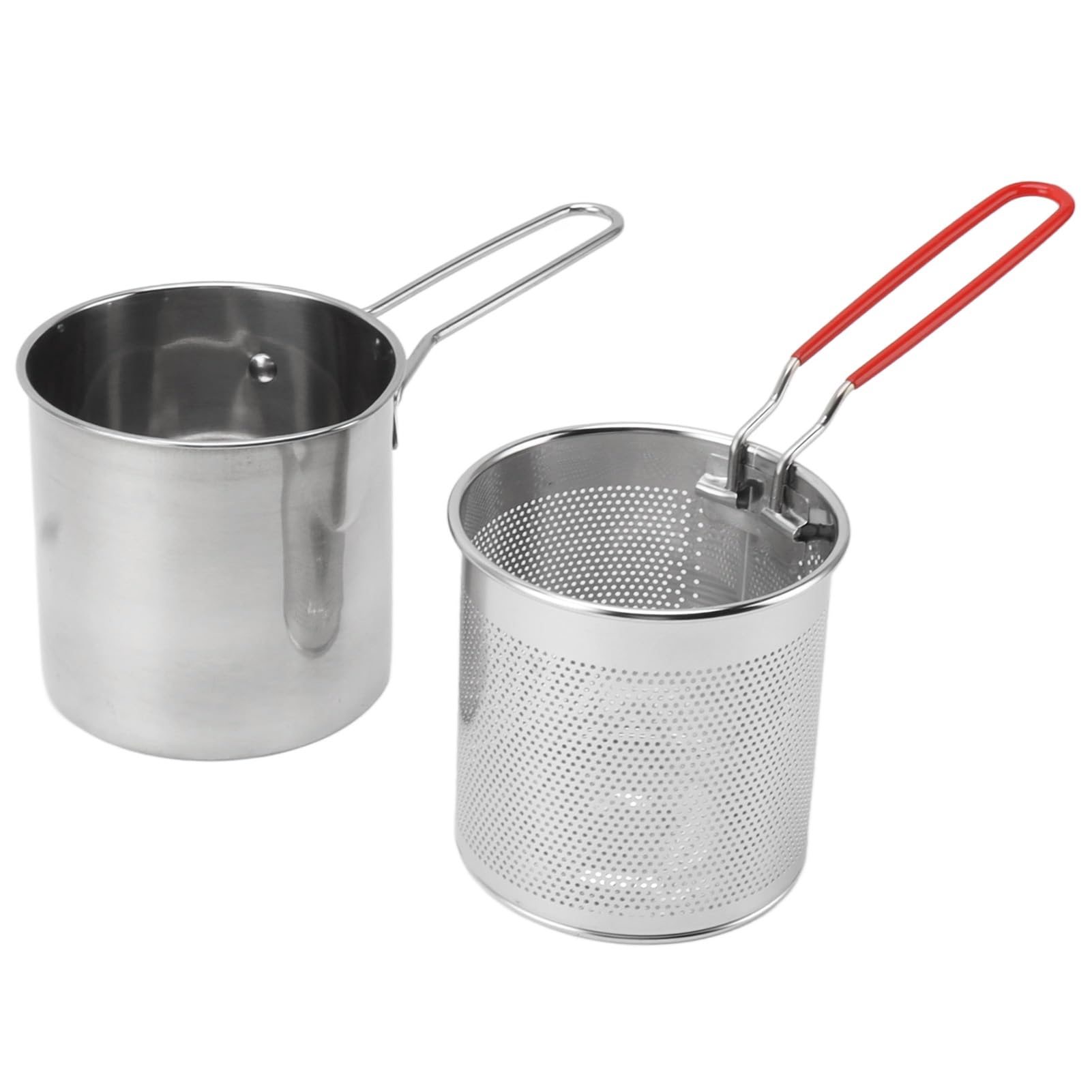 Fry Pot, 304 Stainless Steel Deep Fryer Pot with Basket and Anti Scalding Silicone Handle, Outdoor Deep Fryer for Frying Fish Seafood, French Fries, Chicken Wings Easy to