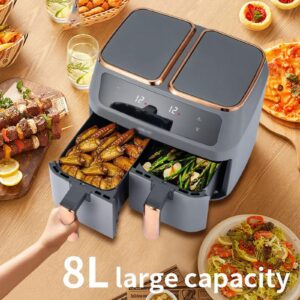 8l/2.1 Gallon Oil-free Air Fryer Multifunctional Automatic French Fries Machine Double-pot Large Capacity Air Fryer