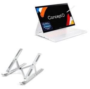 boxwave stand and mount compatible with acer conceptd 7 ezel (cc715-72g) (stand and mount compact quickswitch laptop stand, portable, multi angle viewing stand - metallic silver