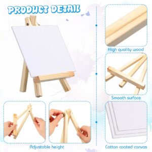 10 Set Paint Kit Wood Easel Set Include 10 Wood Easels 10 Pcs Canvases 100 Pcs Brushes and 10 Pcs Watercolor Paint Painting Supplies Kit Wooden Art Easel for Kids and Adults (5 x 7 Inch)