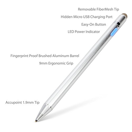 BoxWave Stylus Pen Compatible with Acer ConceptD 7 Ezel CC715-71-7163 (15.6 in) - AccuPoint Active Stylus (2-Pack), Electronic Stylus with Ultra Fine Tip - Metallic Silver