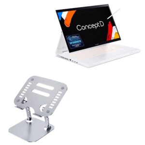 BoxWave Stand and Mount Compatible with Acer ConceptD 7 Ezel (CC715-71) - Executive VersaView Laptop Stand, Ergonomic Adjustable Metallic Laptop Stand - Metallic Silver