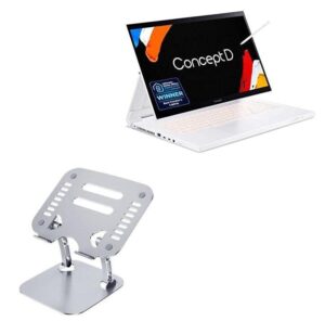 boxwave stand and mount compatible with acer conceptd 7 ezel (cc715-72g) - executive versaview laptop stand, ergonomic adjustable metallic laptop stand - metallic silver