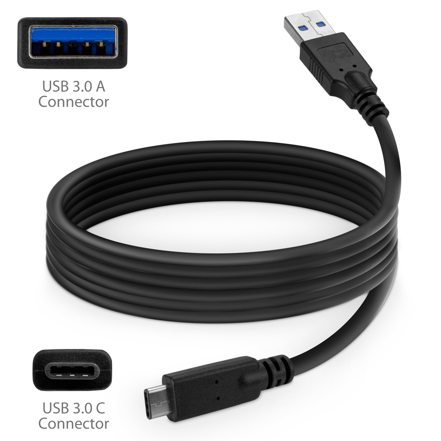 BoxWave Cable Compatible with Acer ConceptD 7 Ezel CC715-71-7163 (15.6 in) - DirectSync - USB 3.0 A to USB 3.1 Type C, USB C Charge and Sync Cable - 6ft - Black