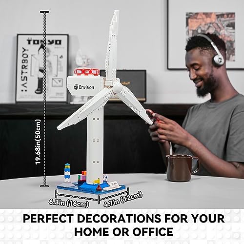 BRICKKK PANTASY Windmill Wind Power Building Bricks Set, Creator Expert Envision Wind Turbine STEM Building Kit,Creative Home Décor or Office, Great Gift Idea for Adults and Teens