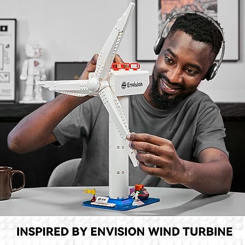 BRICKKK PANTASY Windmill Wind Power Building Bricks Set, Creator Expert Envision Wind Turbine STEM Building Kit,Creative Home Décor or Office, Great Gift Idea for Adults and Teens