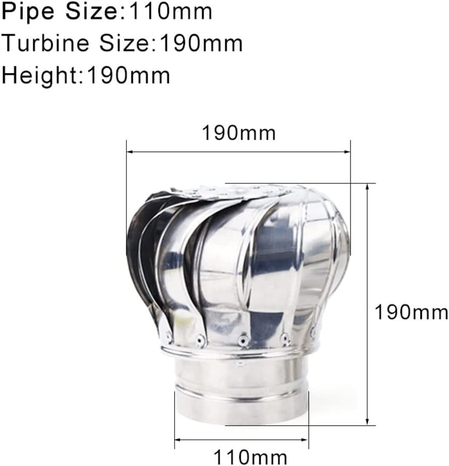 Stainless Steel 201 Non Power Roof Ventilator, Wind Turbines Attic Air Vent Ventilating Fan (Size : 110mm)