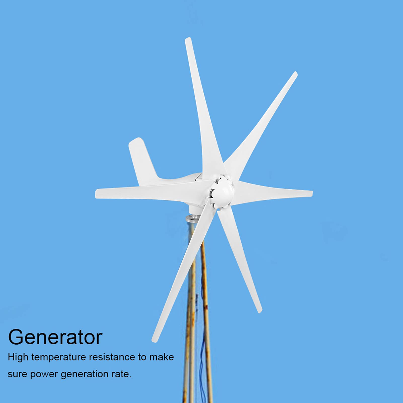 ViaGasaFamido Wind Turbine Generator, Windmill Generator 800W 12V/24V/48V Wind Turbine Businesses 6 Blade Wind Controller Turbine Generator Kit for Boats, Terraces, Cabins or Home(White 48V)