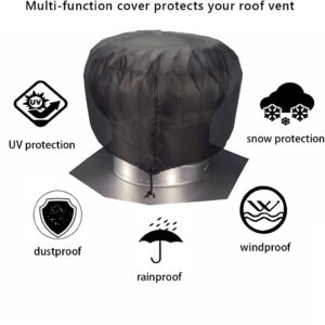 Turbine Roof Vent Cover, Heavy Duty Turbine Ventilator Protector Shield, Waterproof 1680D Oxford Fabric, Adjustable Drawstring Design, Year Around Protection for Your Roof Vent (S: 12"x17.5")