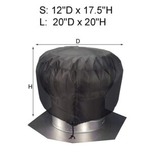 Turbine Roof Vent Cover, Heavy Duty Turbine Ventilator Protector Shield, Waterproof 1680D Oxford Fabric, Adjustable Drawstring Design, Year Around Protection for Your Roof Vent (S: 12"x17.5")