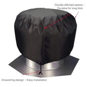 Turbine Roof Vent Cover, Heavy Duty Turbine Ventilator Protector Shield, Waterproof 1680D Oxford Fabric, Adjustable Drawstring Design, Year Around Protection for Your Roof Vent (S: 12"x17.5")