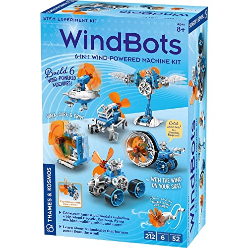 Thames & Kosmos WindBots 6-in-1 Engineering STEM Kit | Build 6 Wind-Powered Bots, No Batteries/Electricity Required | Explore Wind Technology, Gear Ratios & More | Full-Color Manual & Experiment Guide