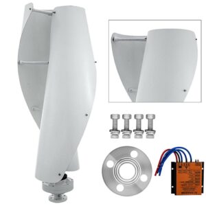 DOONARCES 400W 12V Vertical Wind Turbine Generator Kit, Helix Maglev Axis Wind Turbine Generator with 2-Blades Wind Power Generator Kit with PWM Controller Windmill Generator System, White (12V)