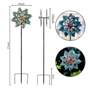 VEWOGARDEN Garden Decor Wind Spinners, Small Waterproof Metal Pinwheels Wind Spinner for Yard and Garden 37 * 10inches (Double blade)