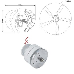 AISINILALAO Efficient 12000W Wind Turbine Generator Kit, 12V 24V Free Energy Windmill Vertical Axis Wind Turbine Generator 3 Phase Generator for Home Use (Color : 48V),48v