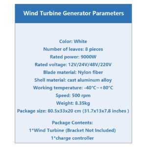 9000W Wind Turbine Generator Kit, 8 Blades Wind Power Generator with MPPT Charge Controller 12V/24V/48V/220V Home Use Windmill Energy Small Wind Turbines (Color : 220V)