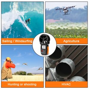 Digital Anemometer Barometer Handheld Anemometer, Wind Speed Meter for Wind Speed/Temperature with Wind Chill & Relative Humidity, Altitude, Barometric Pressure measure for HVAC CFM Shooting -AP-007WM