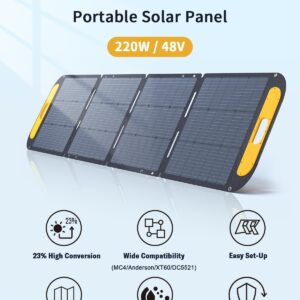 VTOMAN Solar Generator 1500W (3000W Peak) with 220W Solar Panel Included, 1548Wh LiFePO4 Power Station with 1500W AC Outlets, 100W USB Ports, 12V DC, for Home Electric Backup & RV/Van Camping