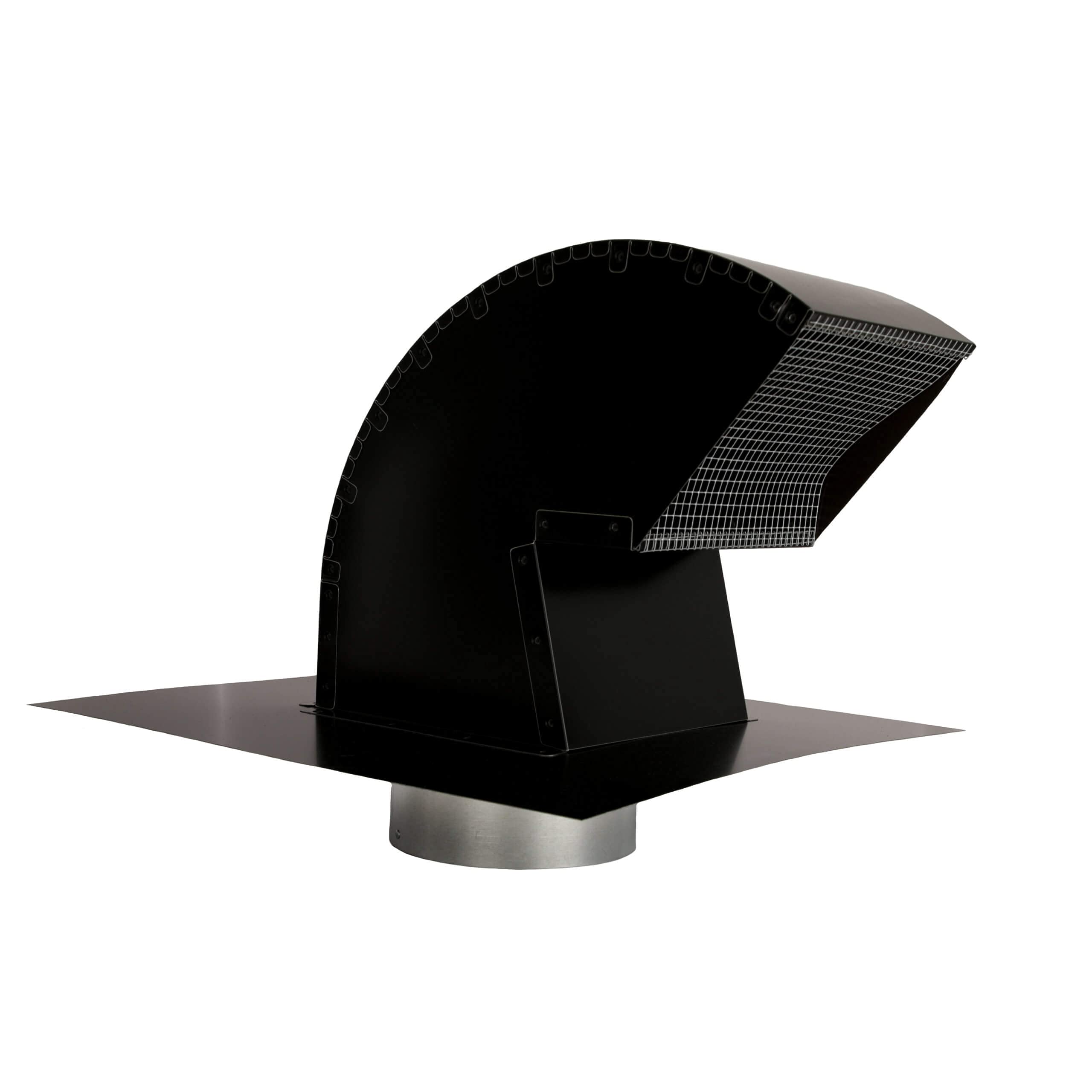 Goose Neck Painted Exhaust Roof Vent with Extension (4 Inch, Black)