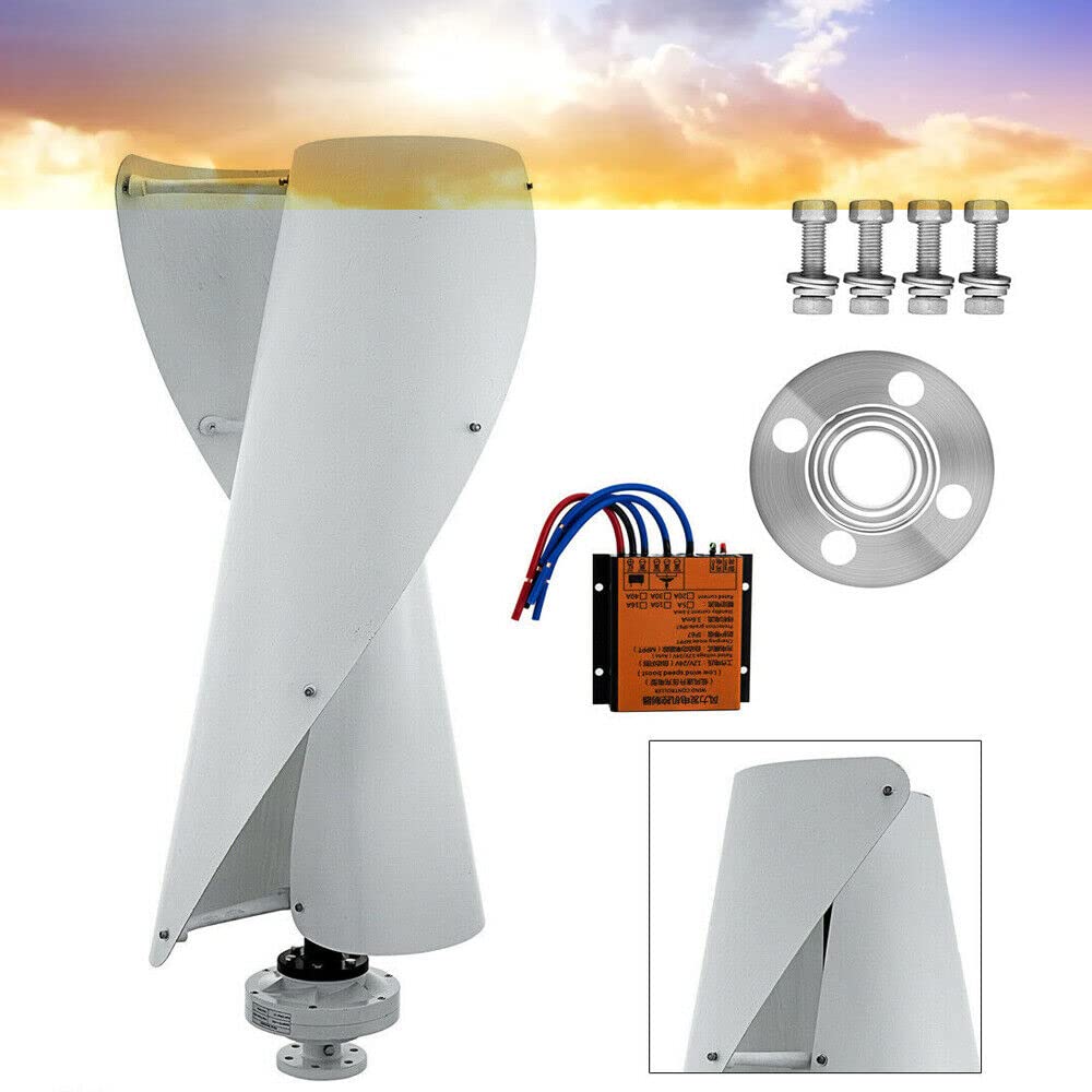 Vertical Wind Power Turbine Generator Kit, 400W 2 Blades Helix Maglev Wind Turbine Generator with Charge Controller For Green Windmills, Home, Boats, Industrial Energy Supply